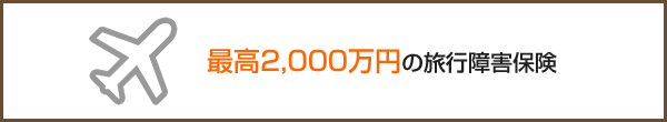 最高2,000万円の旅行傷害保険